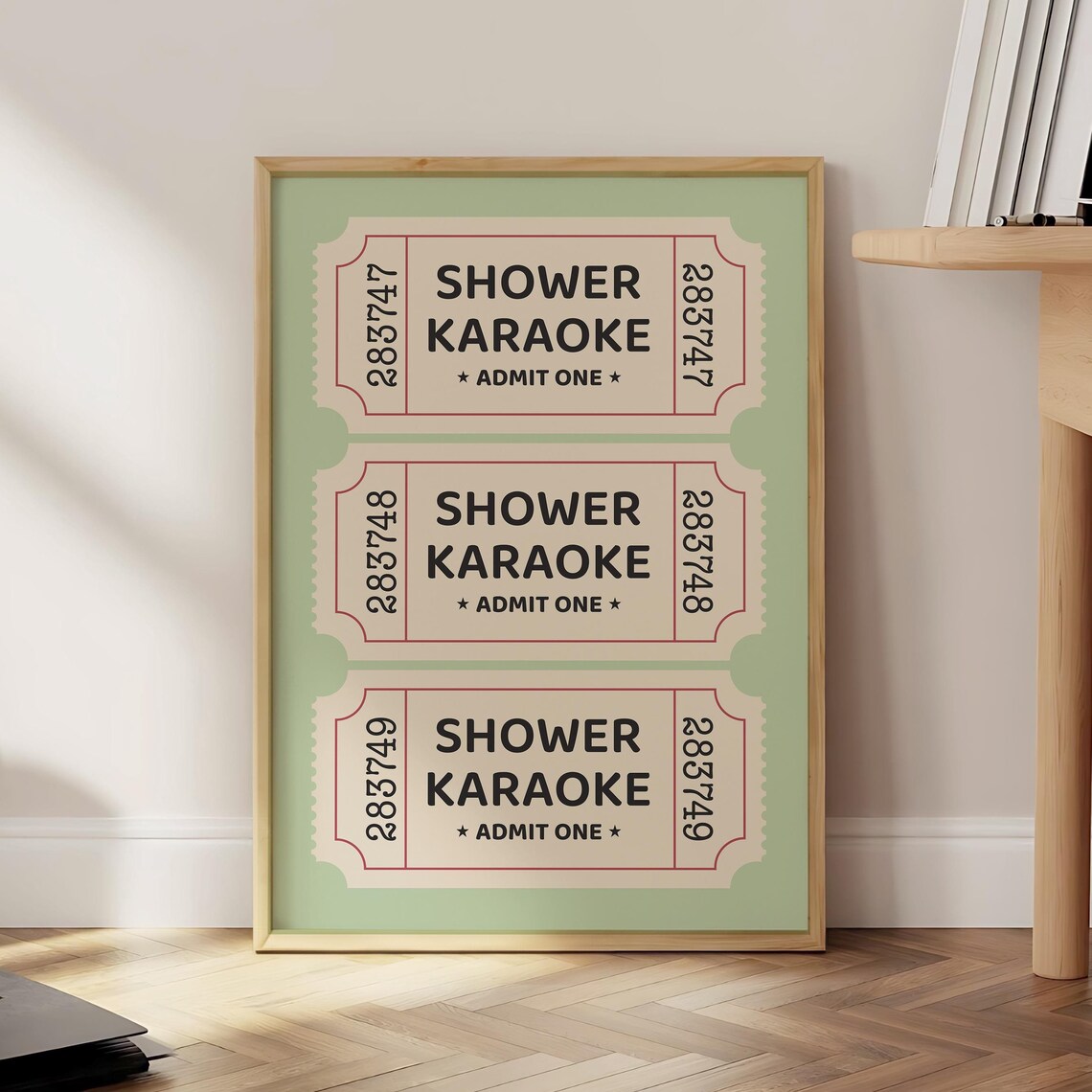 Shower Karaoke Ticket Poster, Vintage Bathroom Decor