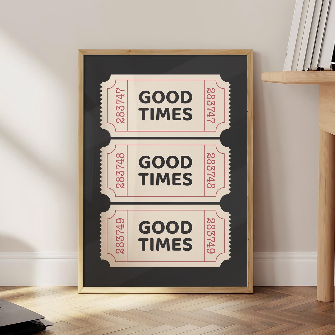 Good Times Vintage Ticket Trio Poster Black Background Retro