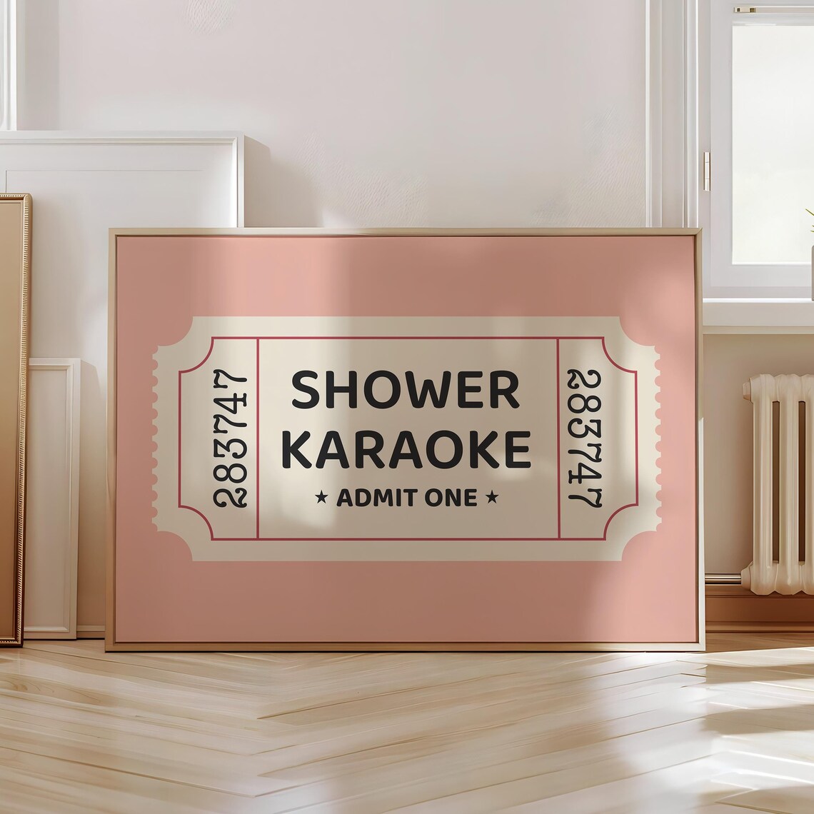 Shower Karaoke Ticket Poster, Vintage Bathroom Art