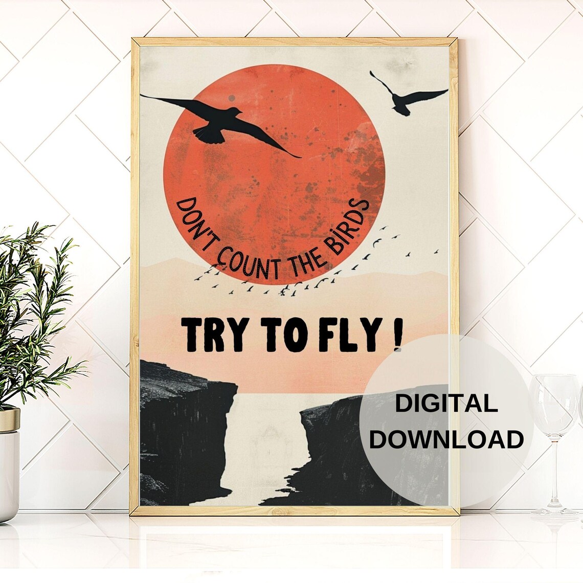 Try To Fly Motivational Quote, Sunset Decor - Image 2