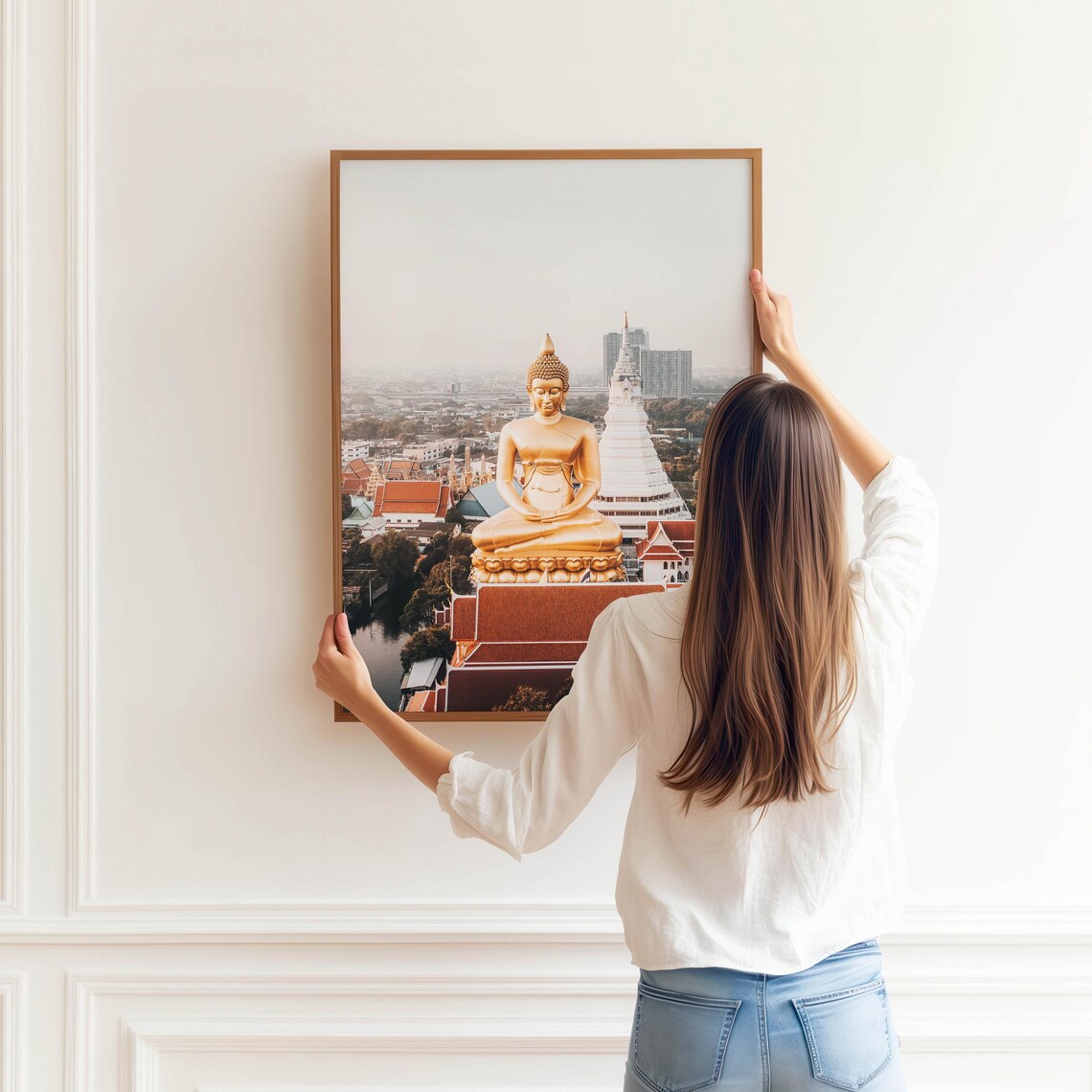 Big Buddha Wat Paknam Bangkok Golden Serene Statue Thailand Poster - Image 4