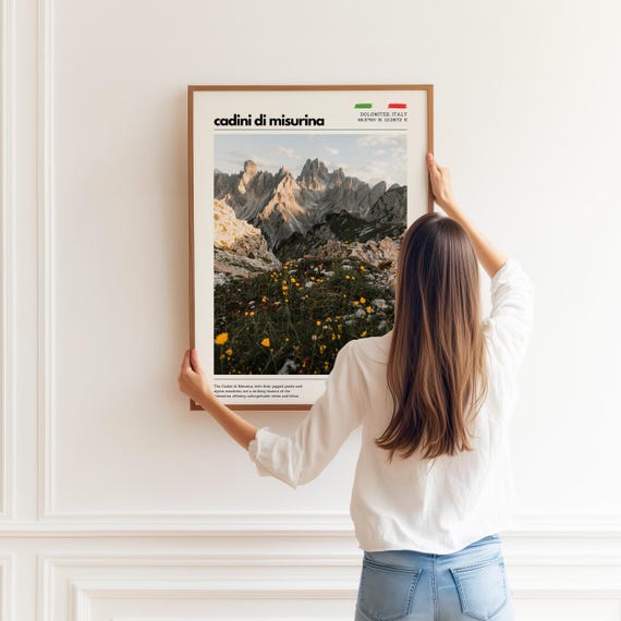 Cadini Di Misurina Wall Art Dolomites Italy Print Alpine Meadow Landscape Mountain Decor Italian Nature Poster Hiking Adventure Gift