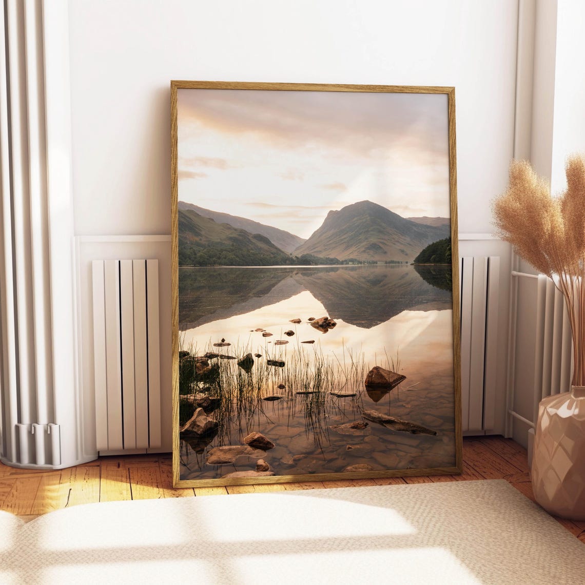 Buttermere Glassy Lake With Perfect Mountain Mirror Reflection Poster - Image 4