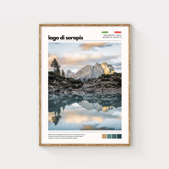 Lago Di Sorapis Wall Art Dolomites Italy Lake Print Mountain Poster Tre Cime Print Landscape Photography Nature Travel Decor Gift Idea