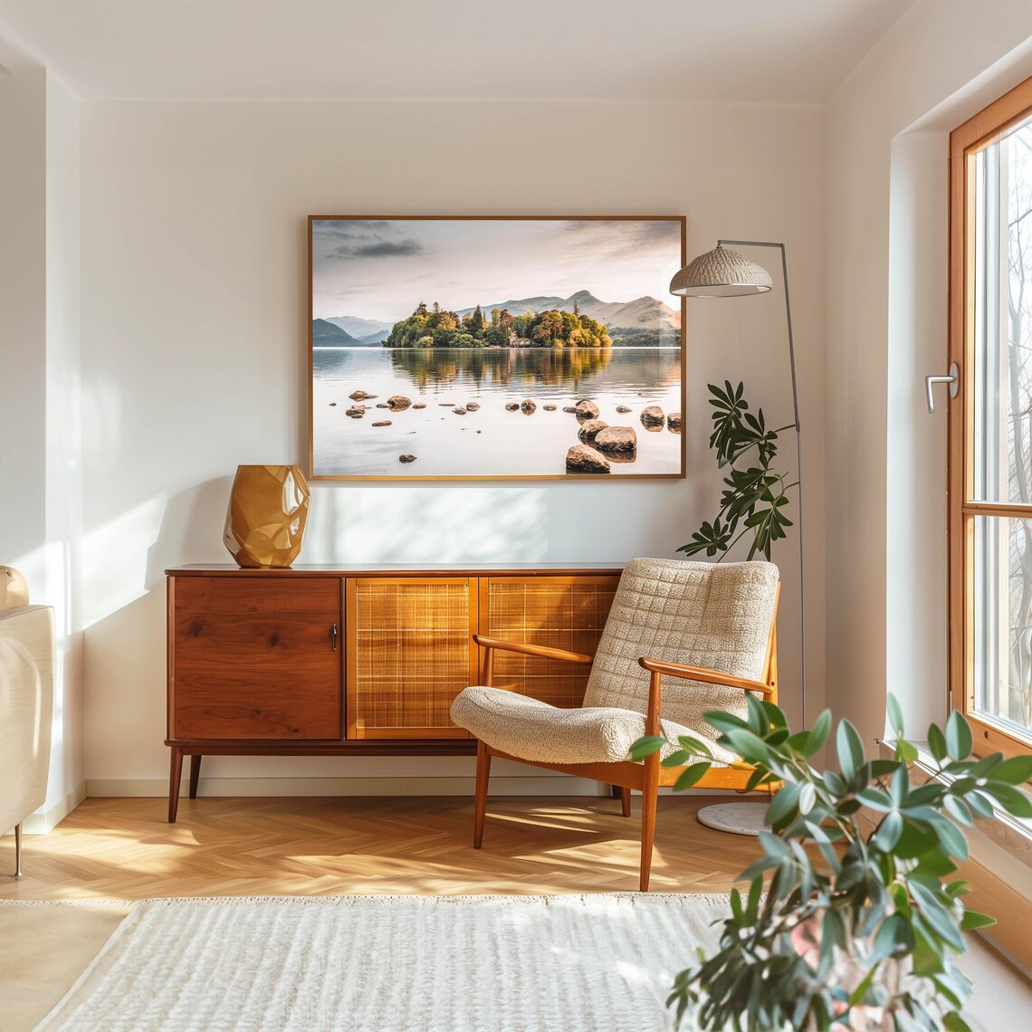 Derwentwater Wooded Island And Fells Reflections Lake District Poster - Image 5