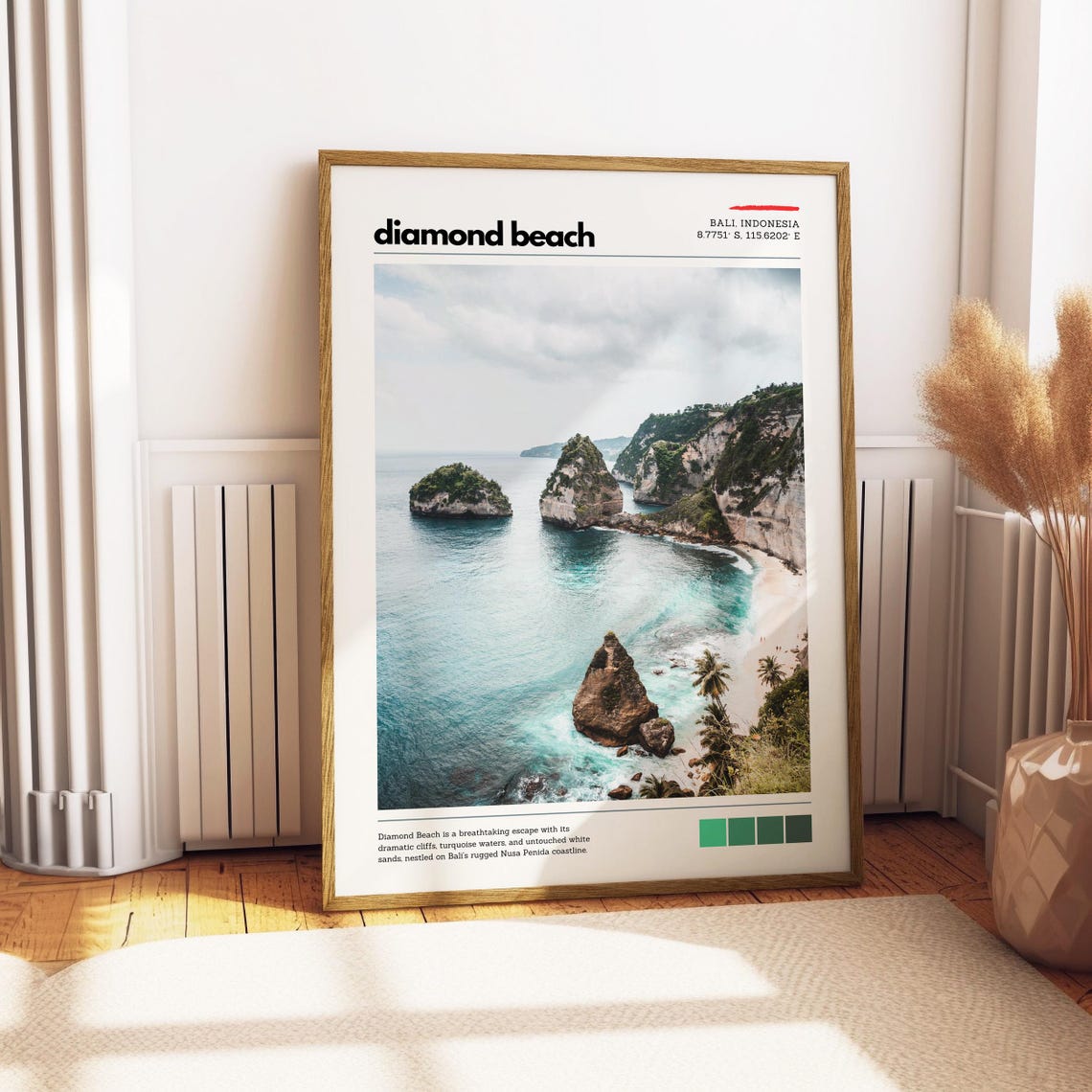 Diamond Beach Bali Indonesia Turquoise Cliffs Coastal Poster - Image 4