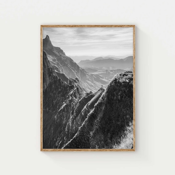 Schfler Ridge Wall Art Swiss Alps Black And White Print Mountain Landscape Photography Nature Wall Decor Wall Art Print Gift Idea