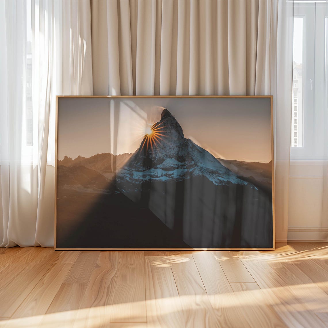 Matterhorn Mountain Silhouette Dramatic Sunburst Dusk Peak Poster - Image 4