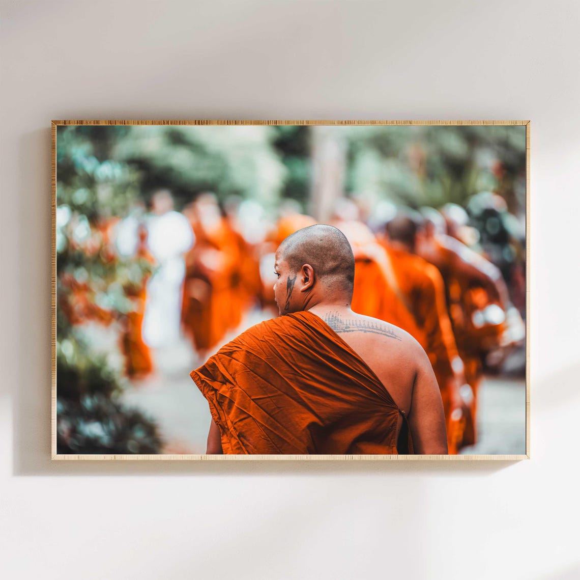 Thai Buddhist Monks in Orange Robes Cultural Photography Poster - Image 5