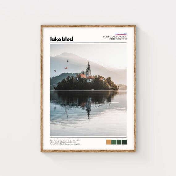 Lake Bled Wall Art Slovenia Landscape Print Scenic Travel Poster Alpine Lake Photography European Nature Decor Tranquil Water Artwork
