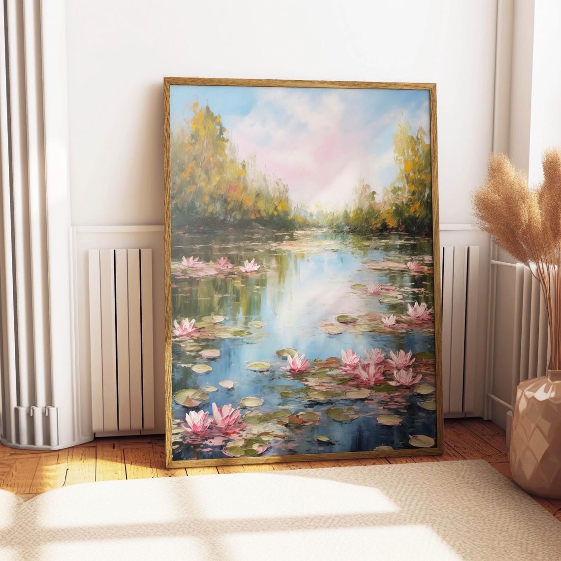 Pink Water Lilies Pond Impressionist Painting Floral Lake Art Poster - Image 4