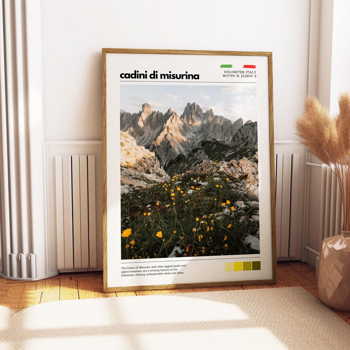 Cadini di Misurina Dolomites Jagged Peaks Wildflower Meadow Poster - Image 3