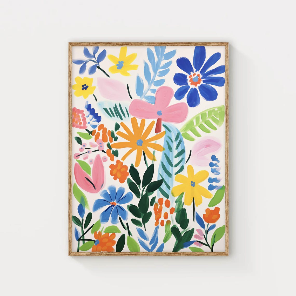 Colorful Modern Floral Illustration Bright Flower Garden Art Poster