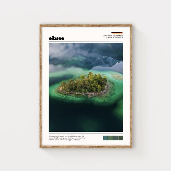 Eibsee Lake Wall Art Bavaria Germany Landscape Print Scenic Alpine Nature Poster Emerald Waters Photography Travel Decor Gift Idea