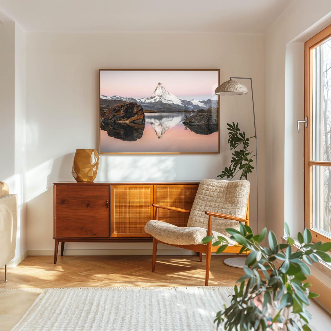 Matterhorn Pink Dawn Light Lake Reflection Boulders Photo Poster - Image 5
