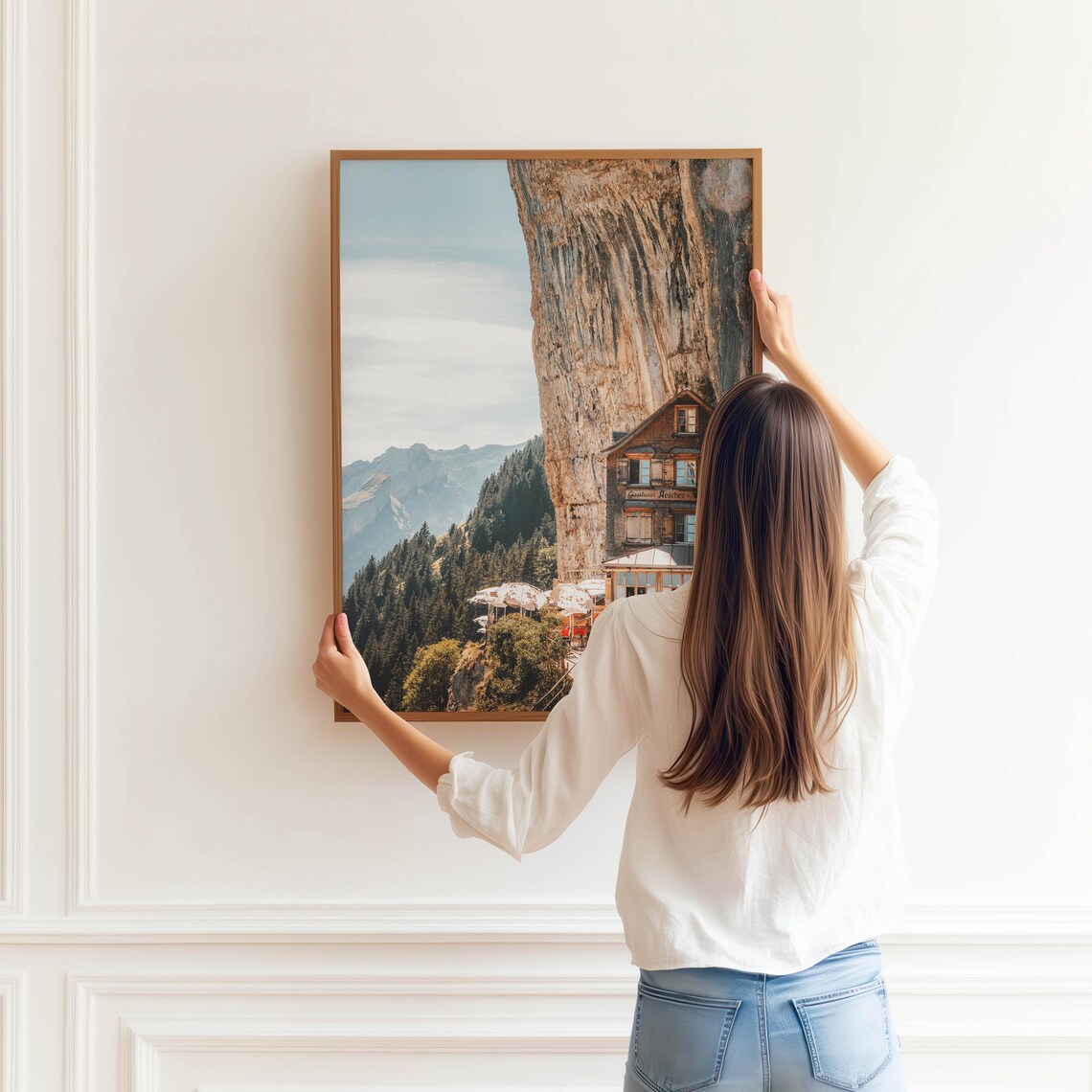 Aescher Guesthouse Clinging To Cliff Face Appenzell Switzerland Poster - Image 3