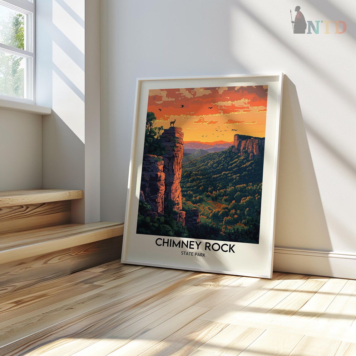 Chimney Rock State Park Sunset Cliffs Dramatic Travel Poster - Image 3