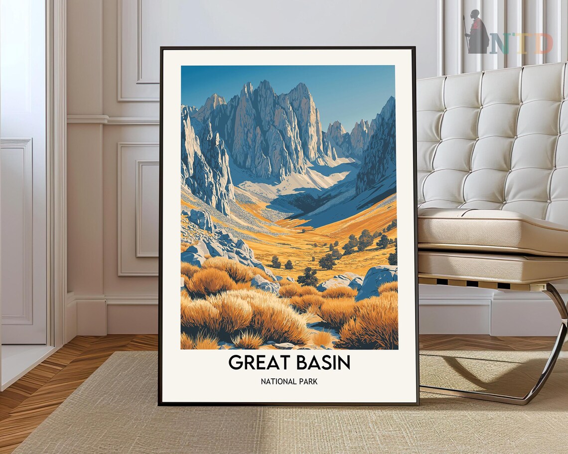 Great Basin National Park Nevada Desert Mountain Peaks Travel Poster