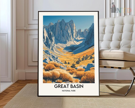 Great Basin National Park Nevada Desert Mountain Peaks Travel Poster