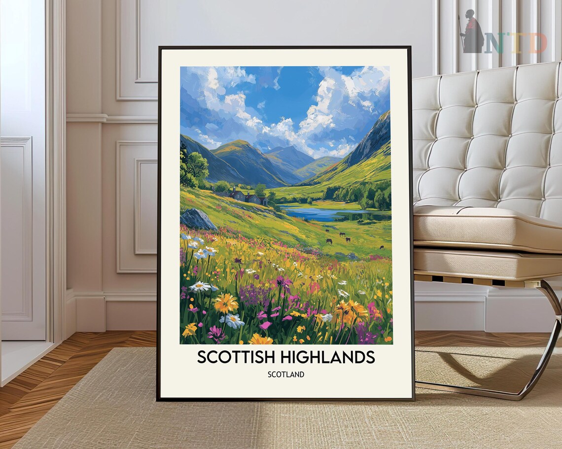 Scottish Highlands Travel Poster, United Kingdom
