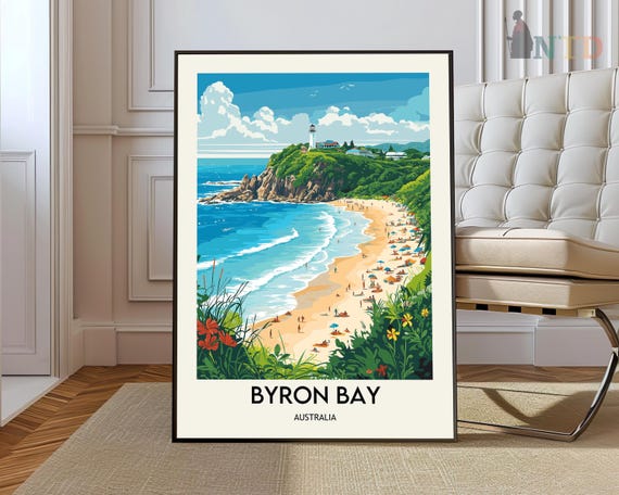 Byron Bay Print Poster Art Wall Photo Australia Cape Lighthouse