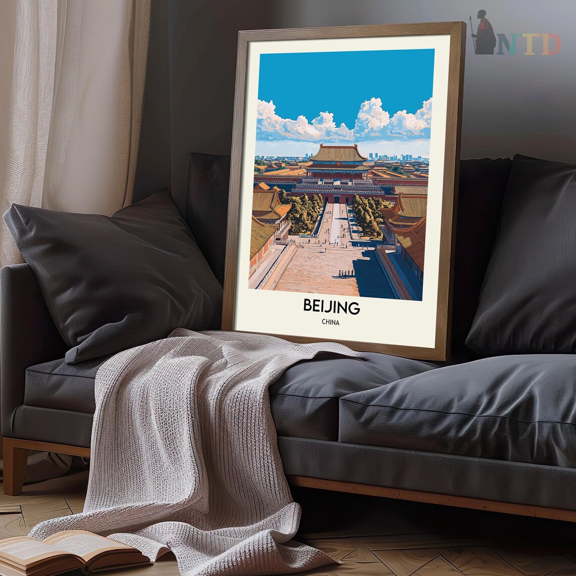 Beijing China Forbidden City Golden Roofs Vintage Travel Poster - Image 3