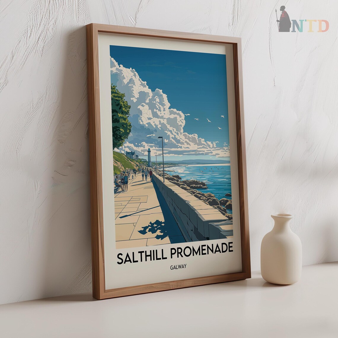Seaside Promenade Walk Salthill Galway Ireland Travel Poster - Image 2