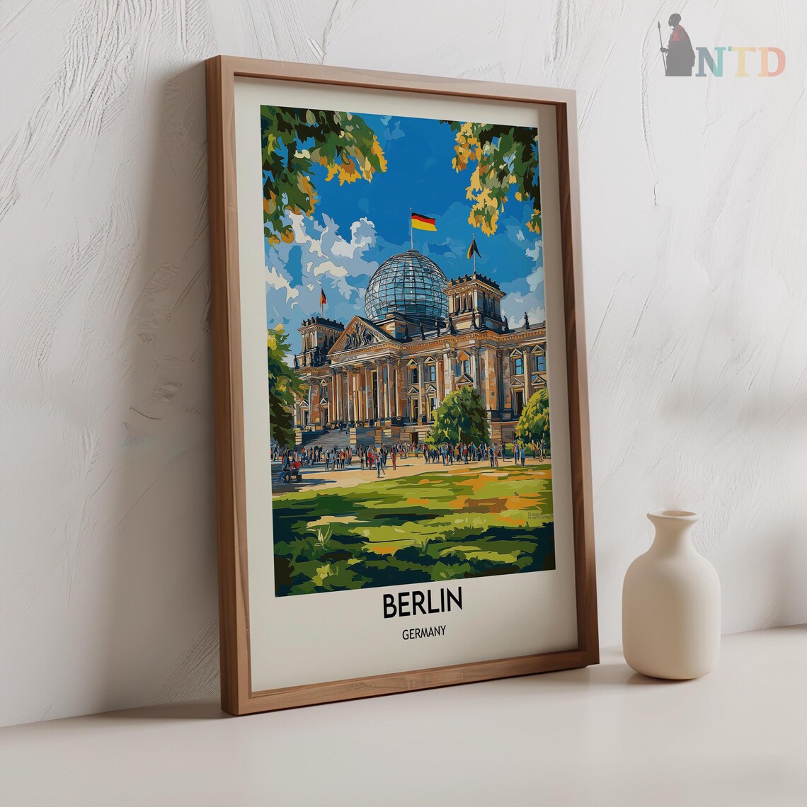 Berlin Germany Reichstag Glass Dome Flag Vintage Travel Poster - Image 2