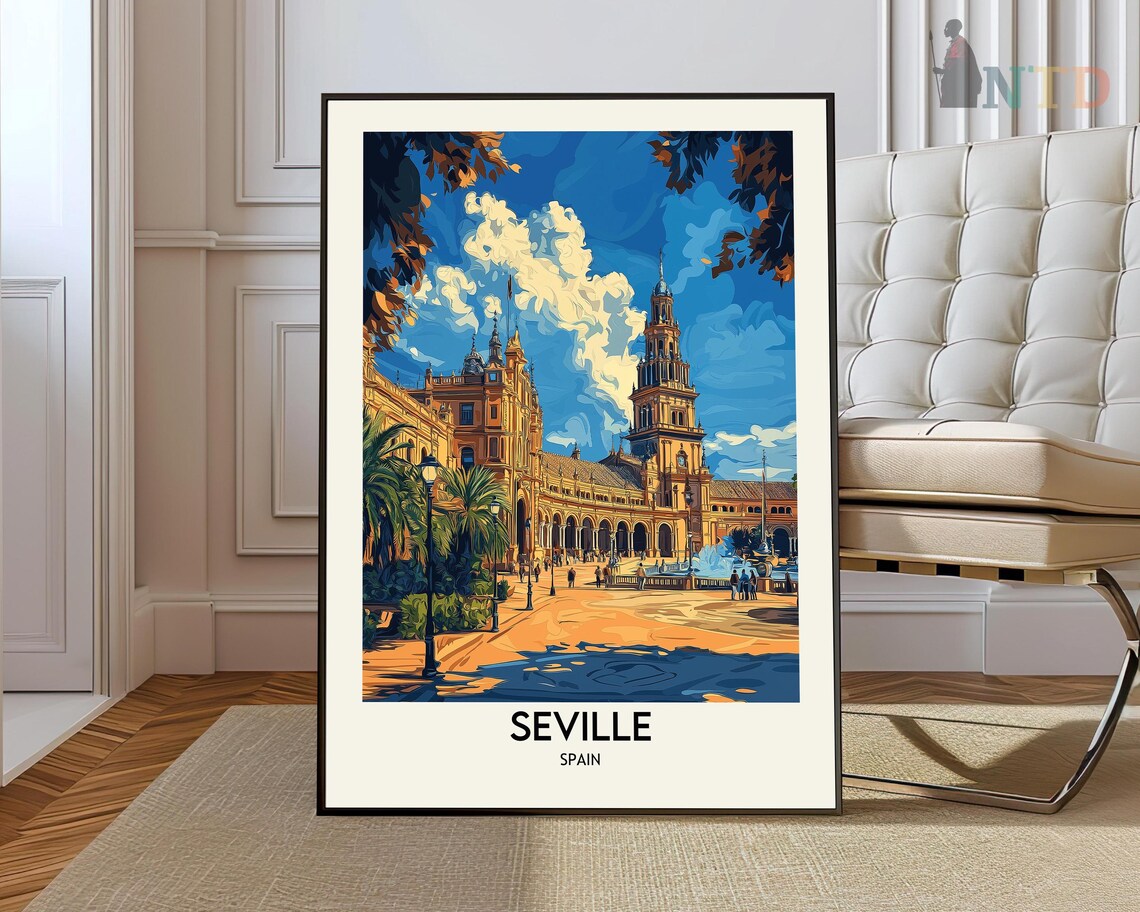Seville Print Spain Travel Poster, Madrid Decor