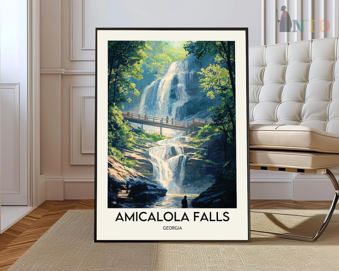 Amicalola Falls Georgia Summer Cascades Footbridge View Poster