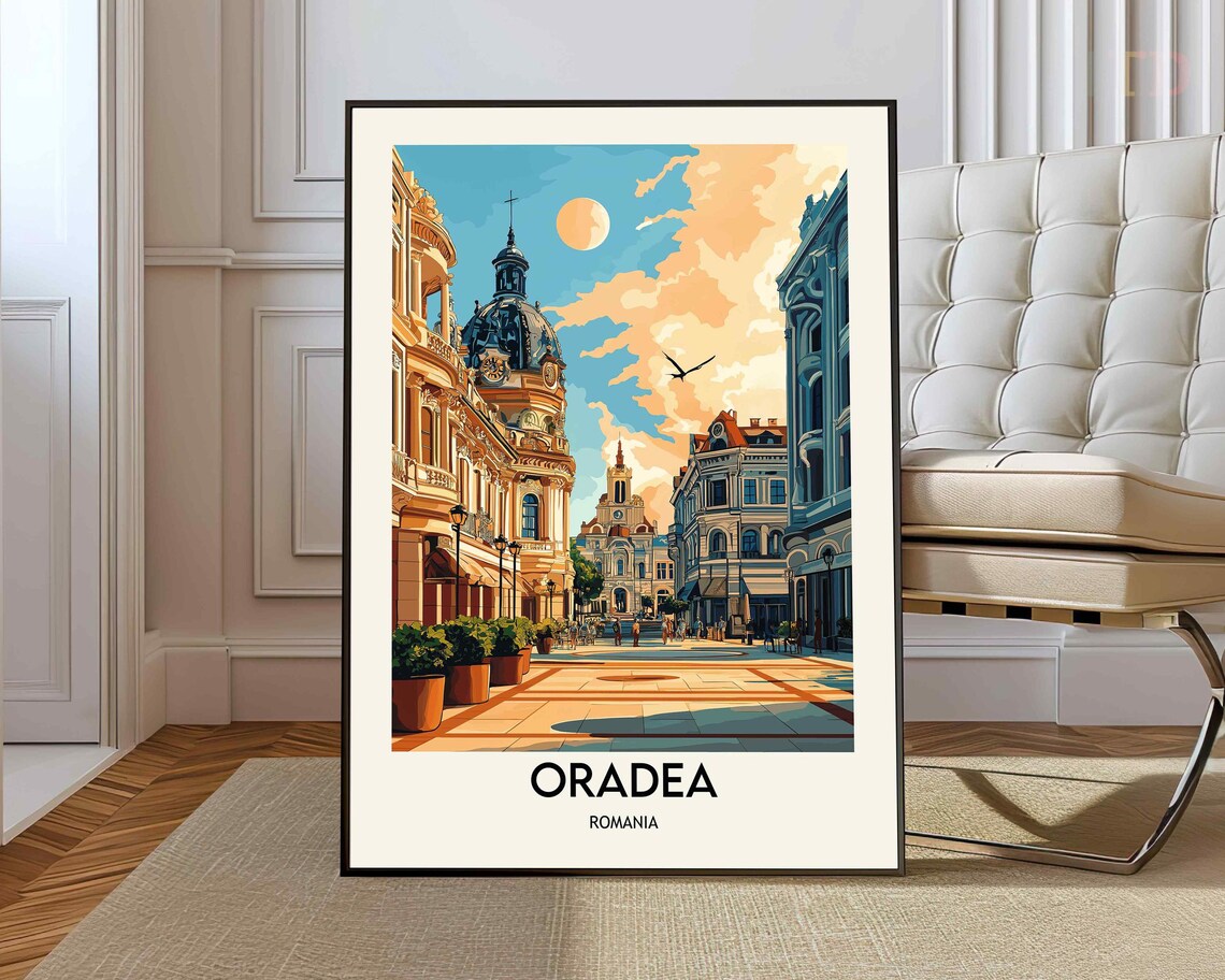 Oradea Romania Historic Street Sunset View Europe Travel Poster