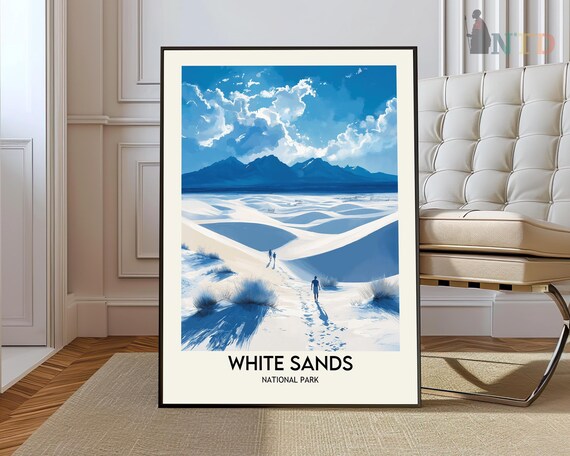 White Sands National Park Desert Dunes Vintage Travel Poster