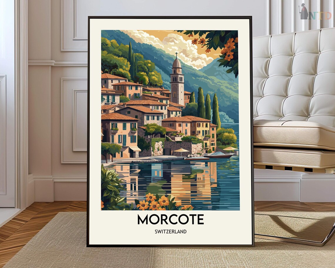 Morcote Travel Poster, City Map Art Print