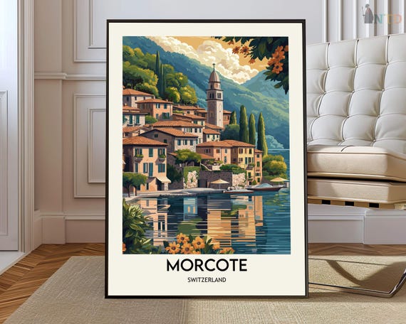 Morcote Travel Poster, City Map Art Print