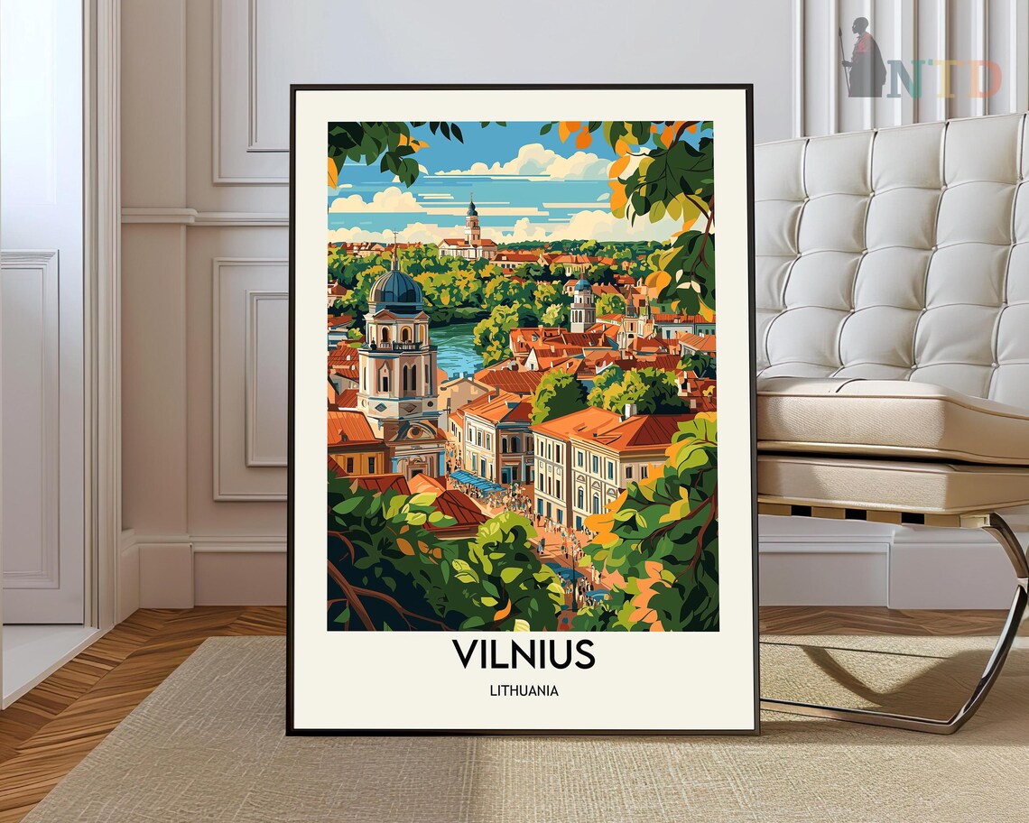 Vilnius City Map Art Print, Lithuania Travel Poster