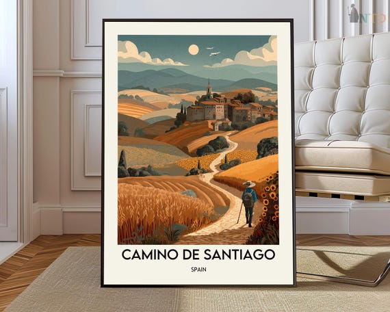 Camino De Santiago Wall Art Print Map Poster Shell