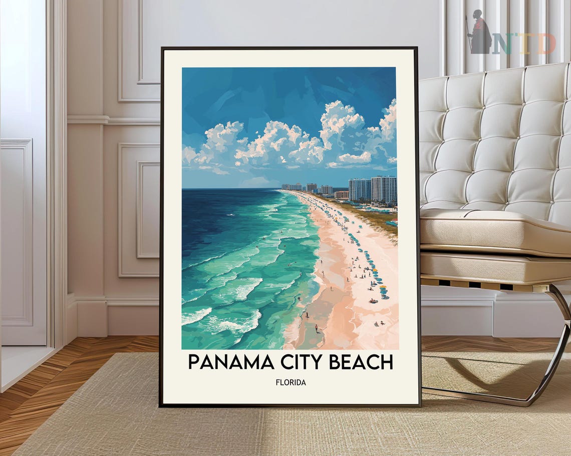 Panama City Beach Florida Turquoise Coast Vintage Travel Poster