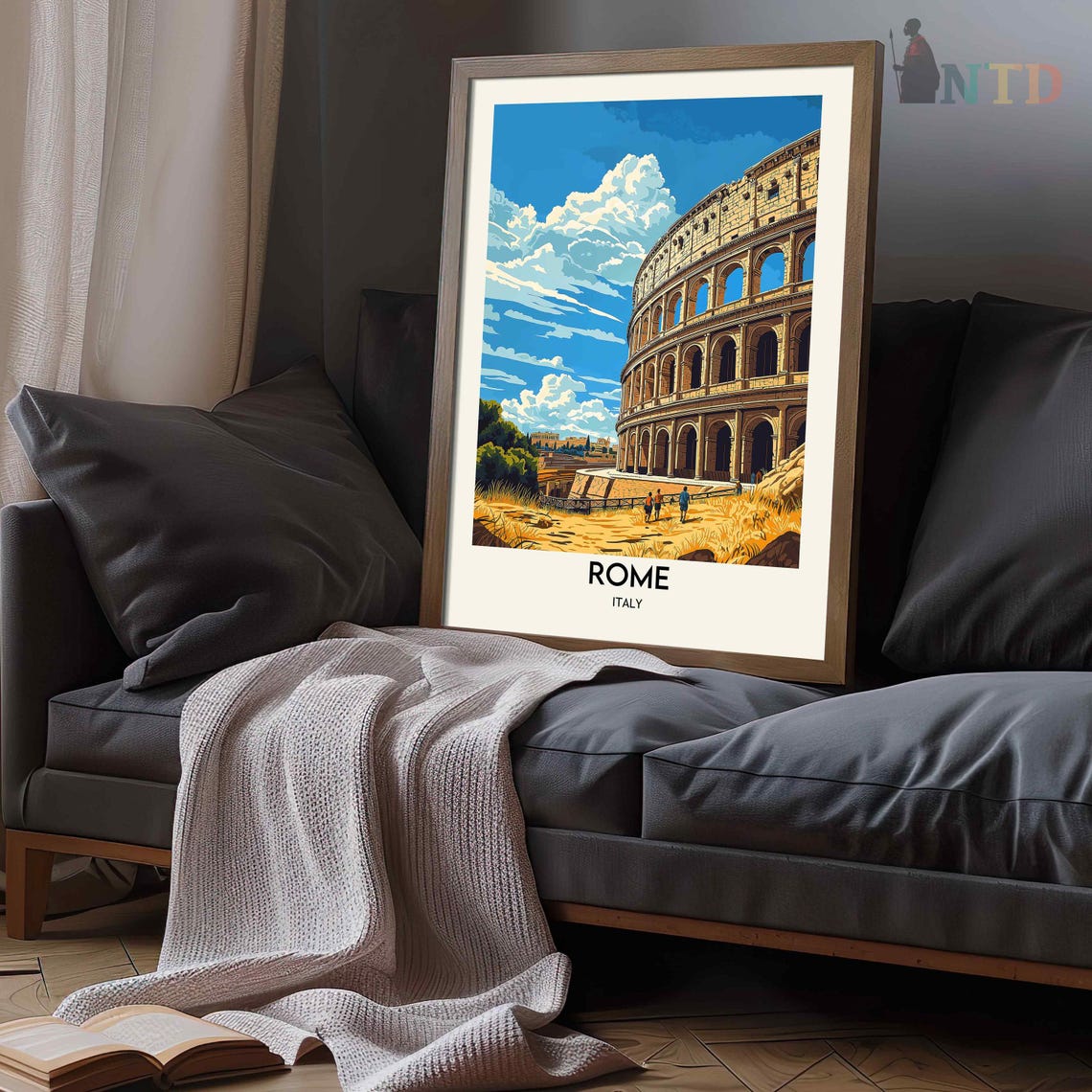 Rome Italy Colosseum Visitors Day Trip Blue Sky Ancient Ruins Poster - Image 3