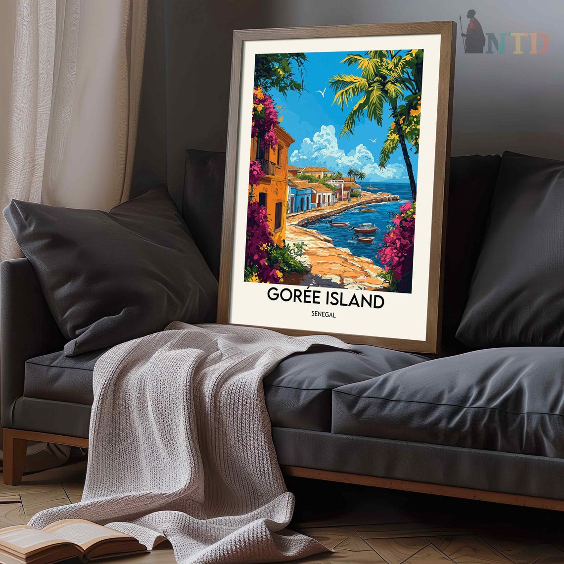 Goree Island Senegal Colorful Waterfront Boats Palm View Poster - Image 3