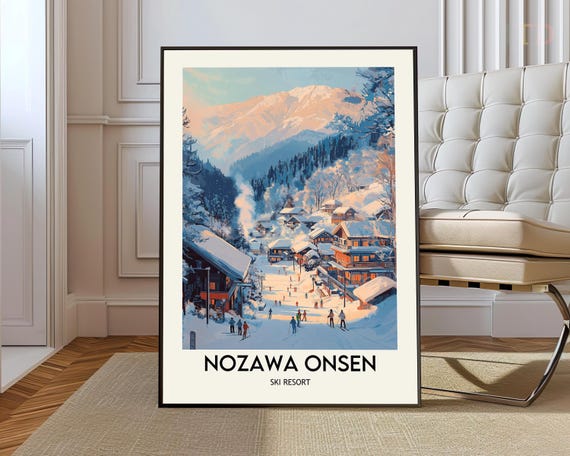 Nozawa Onsen Ski Resort Poster Wall Art Print Japan