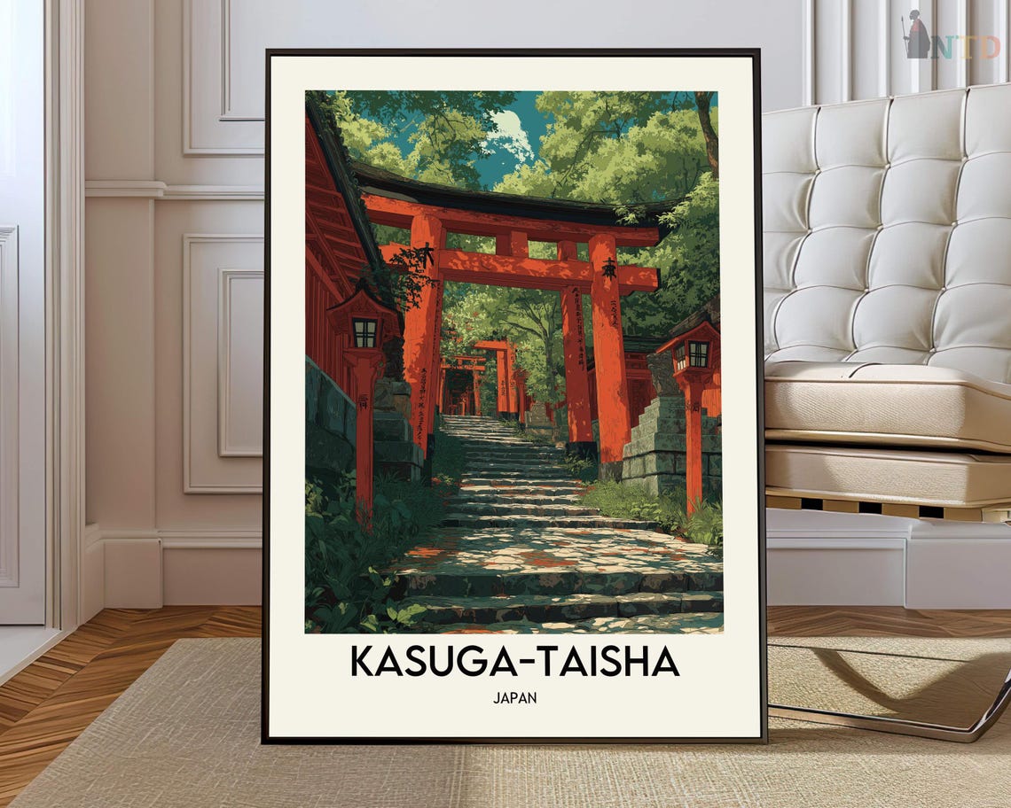 Kasuga Taisha Nara Japan Red Torii Gates Shrine Travel Poster
