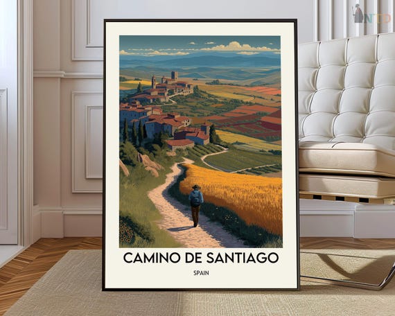 Camino De Santiago Poster, Spain Pilgrimage Art Print