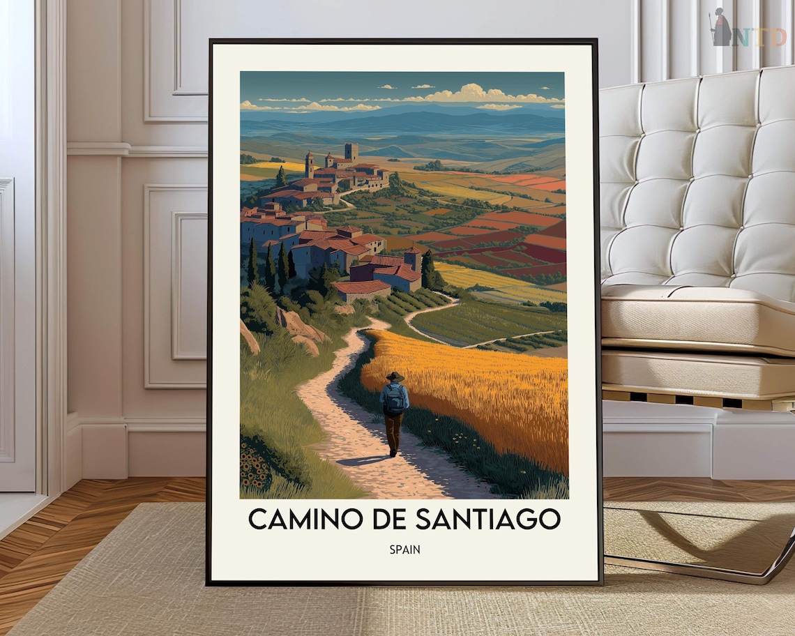 Camino De Santiago Poster, Spain Pilgrimage Art Print