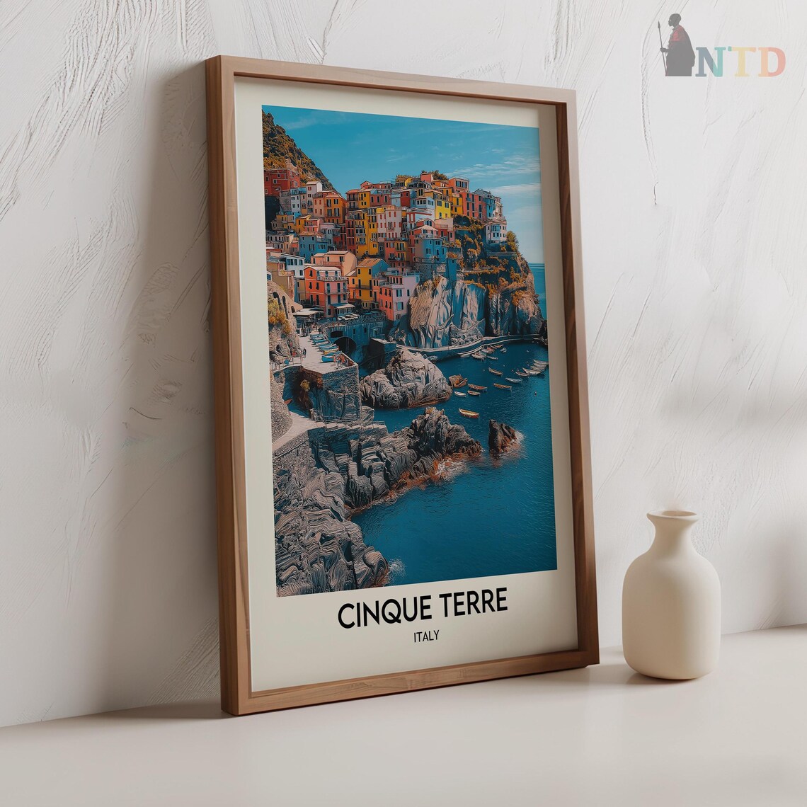 Cinque Terre Rocky Cove and Fishing Boats Below the Village Poster - Image 2