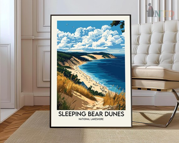 Sleeping Bear Dunes National Lakeshore Michigan Great Lakes Travel Poster
