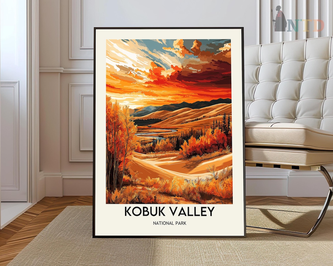 Burning Orange Sunset Over Kobuk Valley National Park Alaska Poster