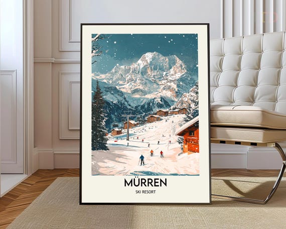 Mrren Ski Resort Poster Wall Art Print Photo Bernese Oberland
