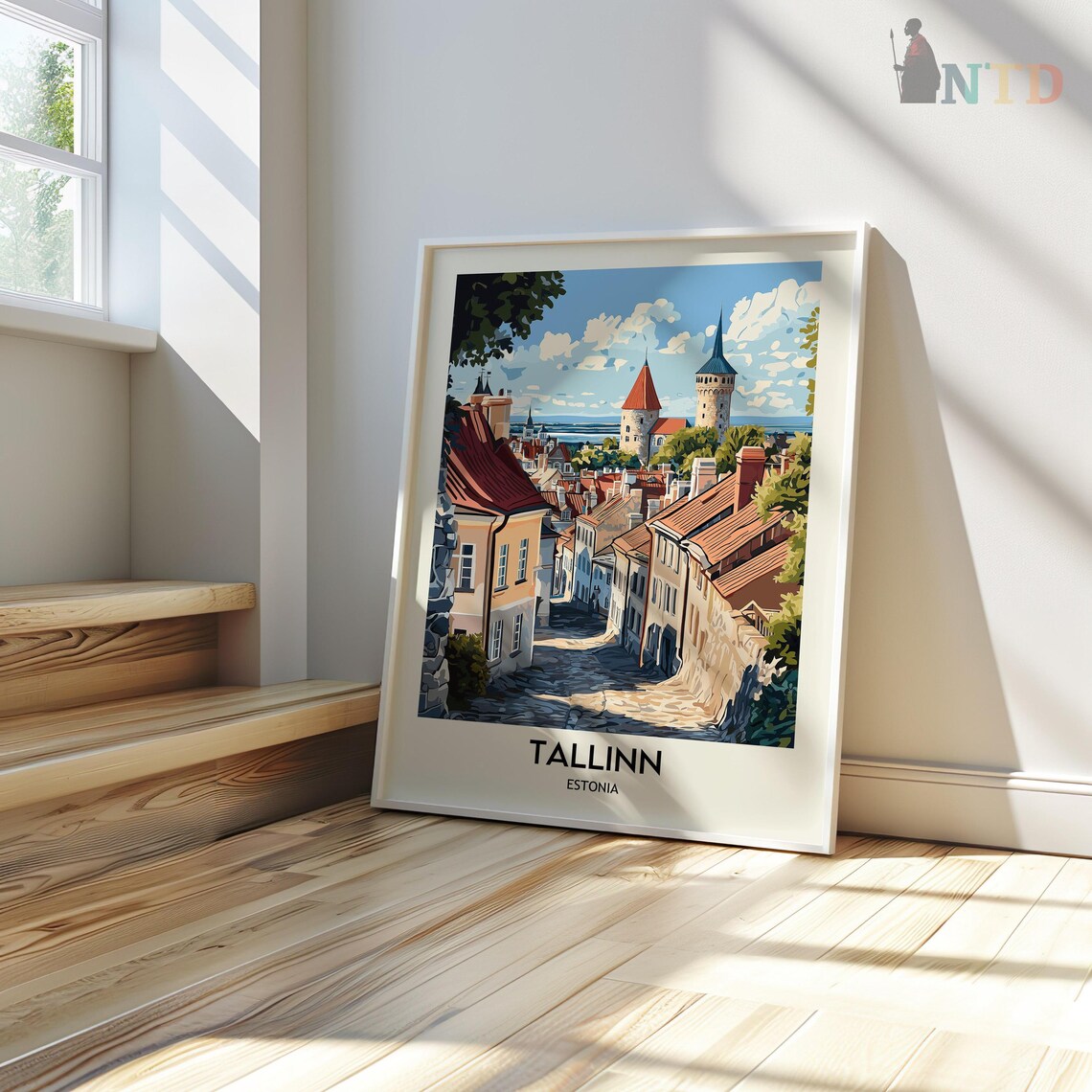 Tallinn Estonia Cobblestone Street Red Roofs Medieval Towers Poster - Image 3