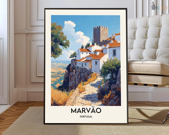 Marvao Poster Marvo Wall Art Print Photo Travel City Portugal Map