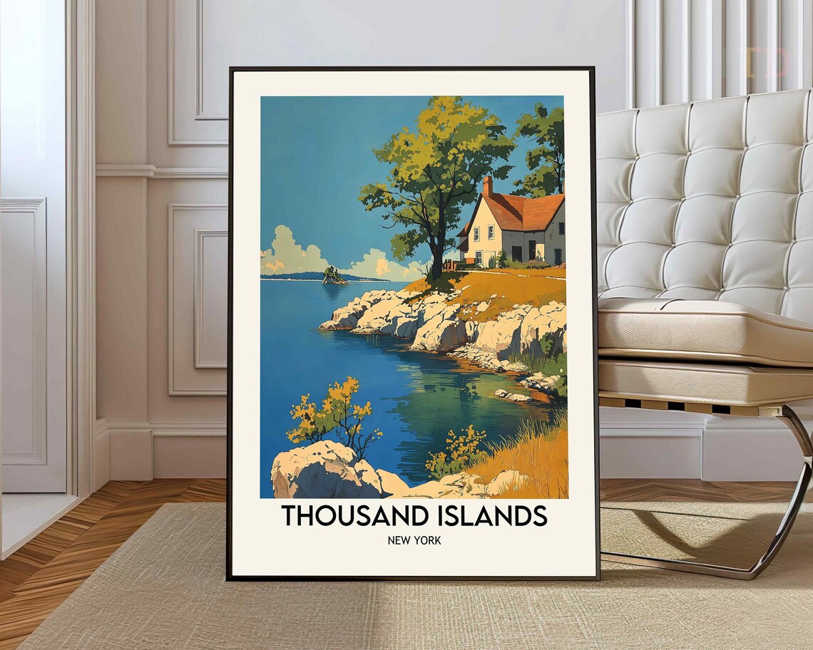 Thousand Islands New York Lakeside Cottage On A Rocky Shoreline Poster